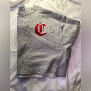 Gray Sweatshirt with Red Logo